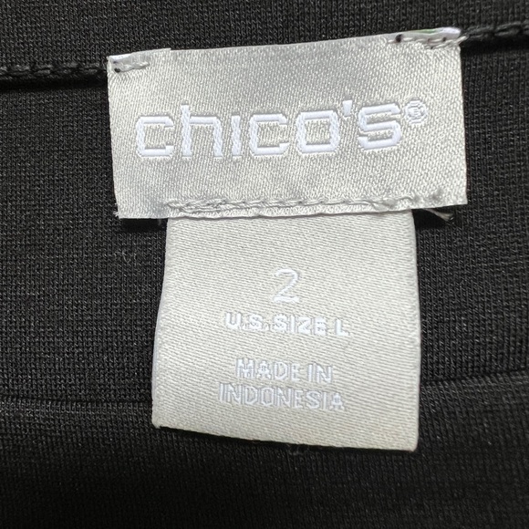 Chico’s Top Tunic long sleeves Relaxed Comfort Snaps scoop neck Travel Sz 2 LG - Picture 6 of 9